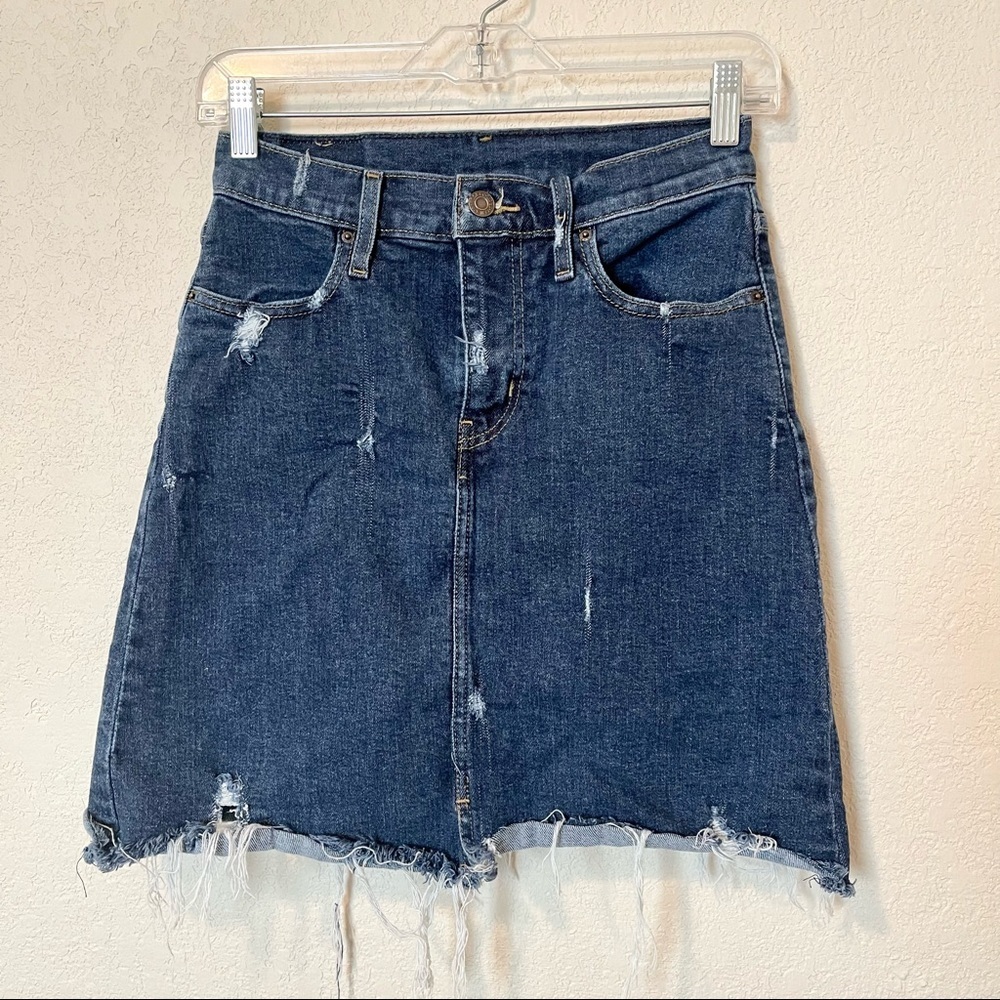 Levi’s Distressed High Waisted Denim Skirt